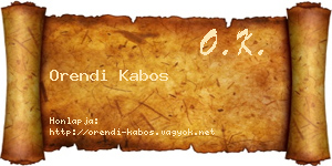 Orendi Kabos névjegykártya